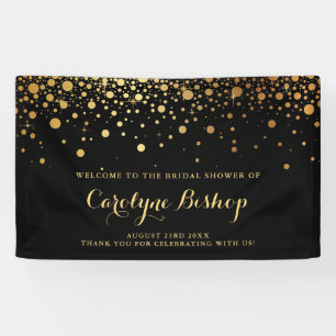 Schwarz   Imitate Gold Confetti Brautparty Banner