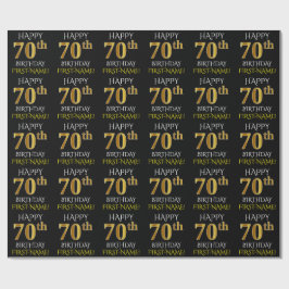 Schwarz, Imitate Gold "HAPPY 70. BIRTHDAY" Geschenkpapier