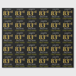Schwarz, Imitate Gold "HAPPY 83. BIRTHDAY" Geschenkpapier