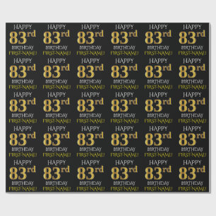 Schwarz, Imitate Gold "HAPPY 83. BIRTHDAY" Geschenkpapier