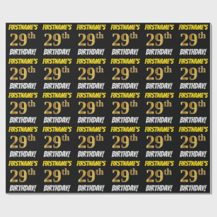 Schwarz, Imitate/Nachahmungs-Gold, "29. GEBURTSTAG Geschenkpapier