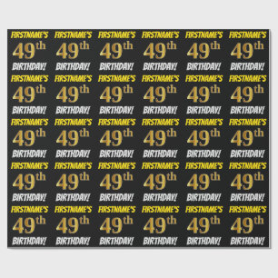 Schwarz, Imitate/Nachahmungs-Gold, "49. GEBURTSTAG Geschenkpapier