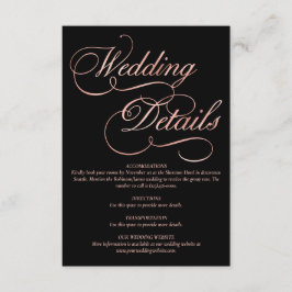 Schwarz & Imitate Rose Gold Kalligrafie Feierliche Begleitkarte