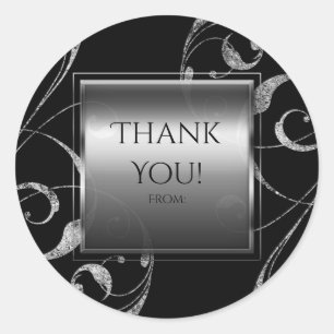 Schwarz & Imitate Silberglasflorensessel elegant Runder Aufkleber