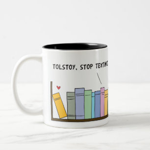 Schwarz in der virtuellen Bibliothek gesimst Zweifarbige Tasse