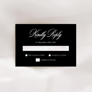 Schwarz   Italienische Eleganz Hochzeit RSVP Karte