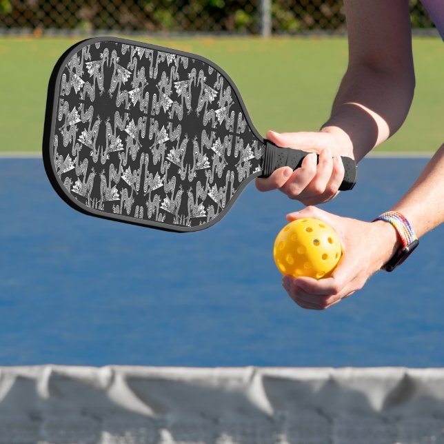 Schwarz-Japanischer Lüftermuster Pickleball Paddle (InSitu)