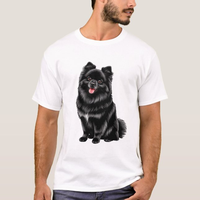 Schwarz-Japanischer Spitz T-Shirt (Vorderseite)