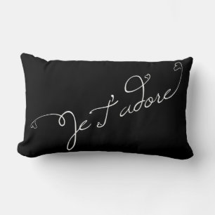 Schwarz Je T Adore Französisch Phrase I Adore Lendenkissen