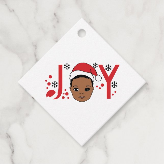 Schwarz, Junge, Melanin, Jungen, Weihnachtssüßer,  Geschenkanhänger (Vorderseite)