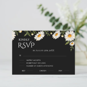    Schwarz   Kamillen-Hochzeit RSVP Karte