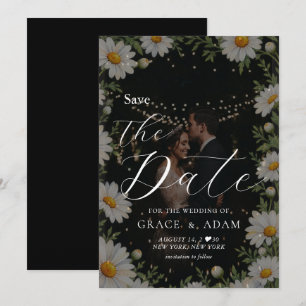Schwarz Kamillen-Hochzeit Save The Date