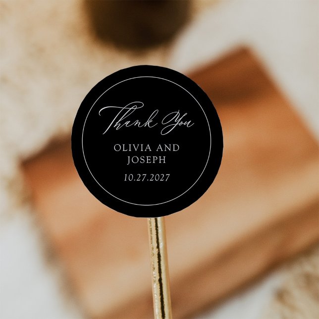 Schwarz | Klassische Italienische Hochzeit Runder Aufkleber (Von Creator hochgeladen)