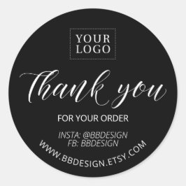 Schwarz | Kleine Unternehmen Vielen Dank für Ihr P Runder Aufkleber