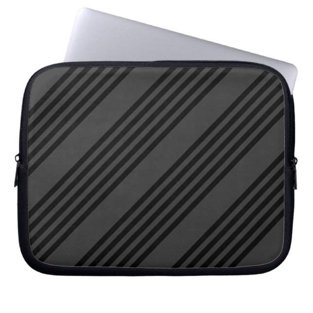 Schwarz-Kohle-Fünf-Streifen-Muster Laptopschutzhülle (Vorderseite)