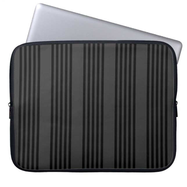 Schwarz-Kohle-Fünf-Streifen-Muster Laptopschutzhülle (Vorderseite)