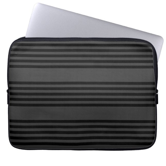 Schwarz-Kohle-Fünf-Streifen-Muster Laptopschutzhülle (Vorderseite)