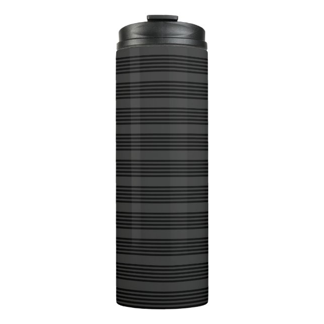 Schwarz-Kohle-Fünf-Streifen-Muster Thermosbecher (Vorderseite)