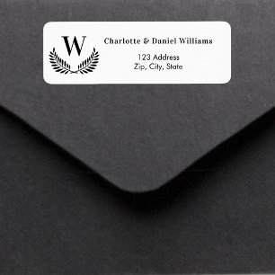 Schwarz-Kranz-Monogramm-Rücksendeadresse