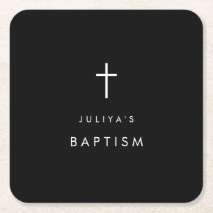 Schwarz-Kreuz-Taufen Rechteckiger Pappuntersetzer