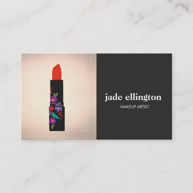 Schwarz-Kupfer-Makeup-Künstler-Lipstick-Beauty Visitenkarte (Vorderseite)