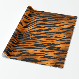 Schwarz-kupferne Tigerstreifenmuster Geschenkpapier