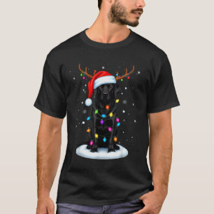 Schwarz Lab Labrador Weihnachts Hund Rentier Licht T-Shirt