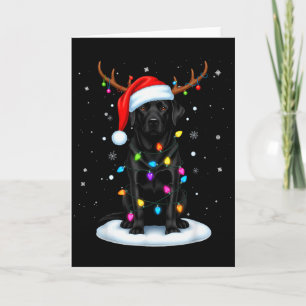 Schwarz Lab Labrador Weihnachts Hund Rentiere Lich Karte