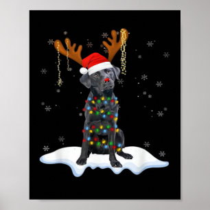 Schwarz Lab Labrador Weihnachtsbaum Licht Pyjama H Poster