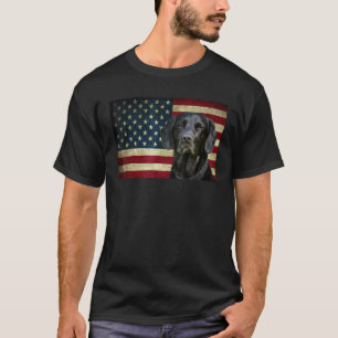 Schwarz Labrador Retriever Geschenke American Flag T-Shirt