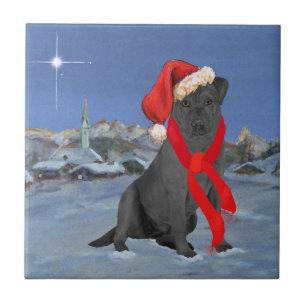 Schwarz Labrador Retriever Weihnachten Fliese