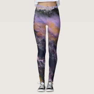 Schwarz-, Lavendel-u. Pfirsich-Leggings - "Galaxie Leggings