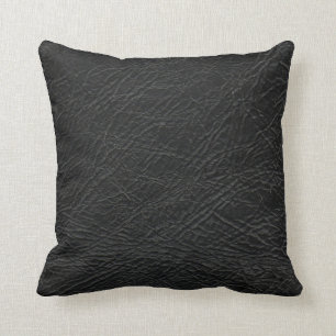 Schwarz-Leder-Look Kissen