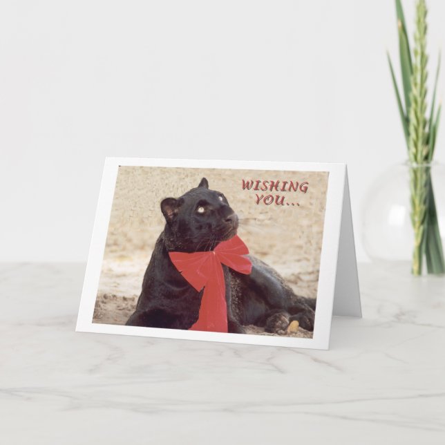 Schwarz-Leopard-Feiertagsbogen Feiertagskarte (Vorderseite)