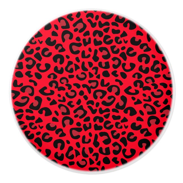 Schwarz-Leopard-Tierdruck Keramikknauf (Vorderseite)