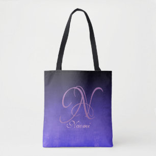 Schwarz Lila Blau stilvolle rustikale Monogramm