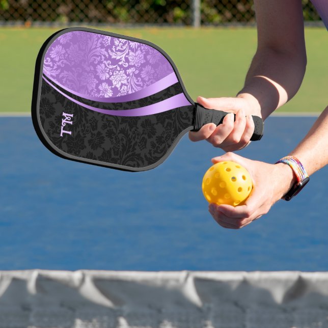Schwarz-lila Damastpaddel Pickleball Schläger (InSitu)