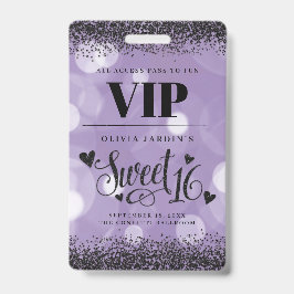 Schwarz & Lila Glam Sweet 16 Ausweis