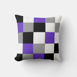 Schwarz, lila, grau und weiß kariert Kissen