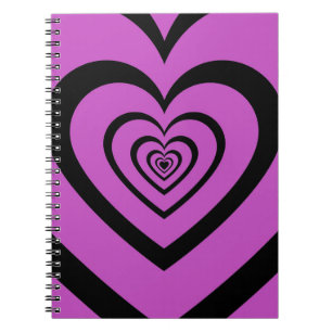 Schwarz-Lila-Hypnotic-Herz-Liebe-Muster Notizblock