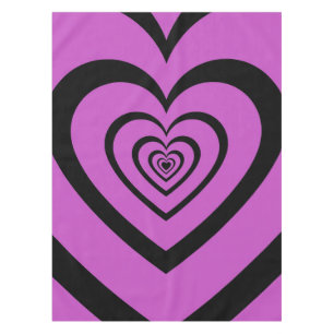 Schwarz-Lila-Hypnotic-Herz-Liebe-Muster Tischdecke