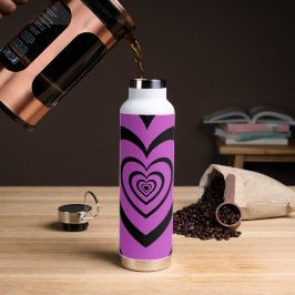 Schwarz-Lila-Hypnotic-Herz-Liebe-Muster Trinkflasche