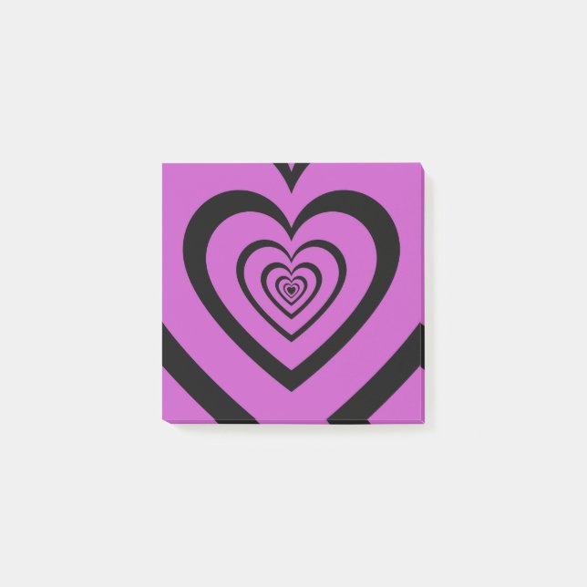 Schwarz Lila Hypnotic Herzdesign Chic & Retro Post-it Klebezettel (Vorderseite)