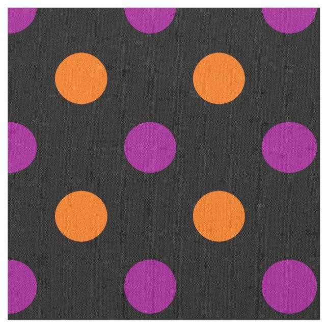 Schwarz Lila Orange Punkte-Muster Stoff (Nahaufnahme)
