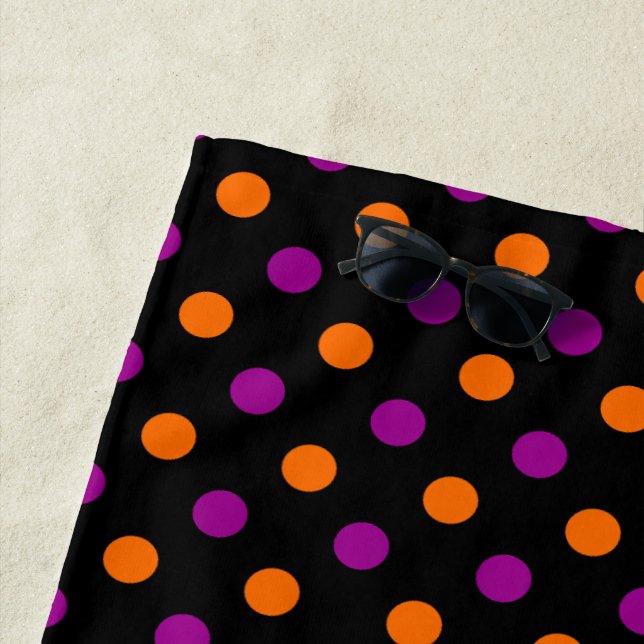 Schwarz Lila Orange Punkte-Muster Strandtuch (Beispiel)