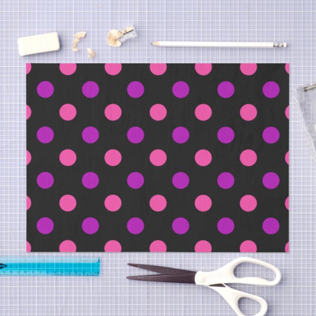 Schwarz Lila Rosa Punkte Muster  Seidenpapier (Handwerk)