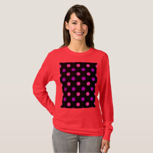 Schwarz Lila Rosa Punkte Muster T-Shirt