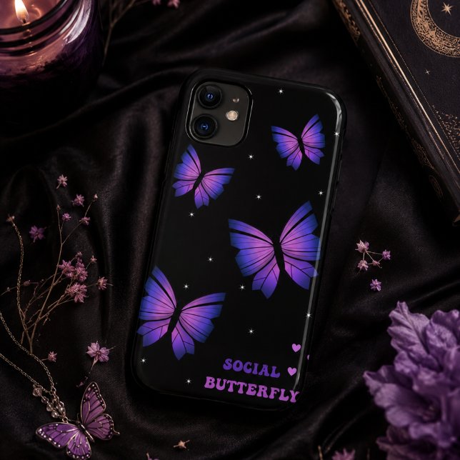 Schwarz-lila Schmetterling-Gehäuse Case-Mate iPhone Hülle (Von Creator hochgeladen)