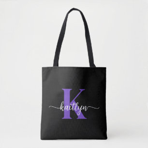 Schwarz-Lila-Script-Monogramm
