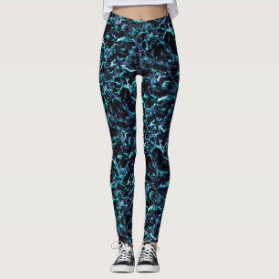 Schwarz Lila und Schockierend Elektrisches Aqua Bl Leggings
